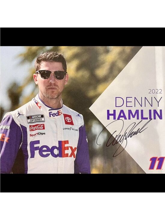 Other - 2022 Denny Hamlin FedEx NASCAR Signed 8.5x11 Postcard - NASCAR Cut Signatures
